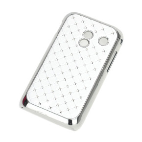 Луксозен твърд гръб за Samsung Galaxy Ace Plus S7500 бял с камъни
